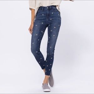 Judy Blue High Rise Star Embroidery Skinny Jeans